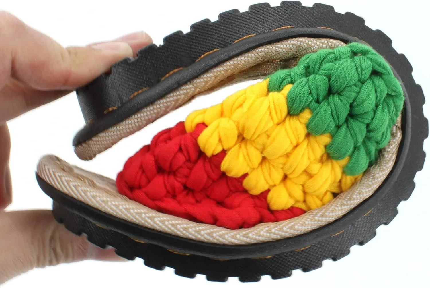 Men's and Women's Hand-made Cotton Crocheted Slippers With Linen Sole Rasta Jamaican