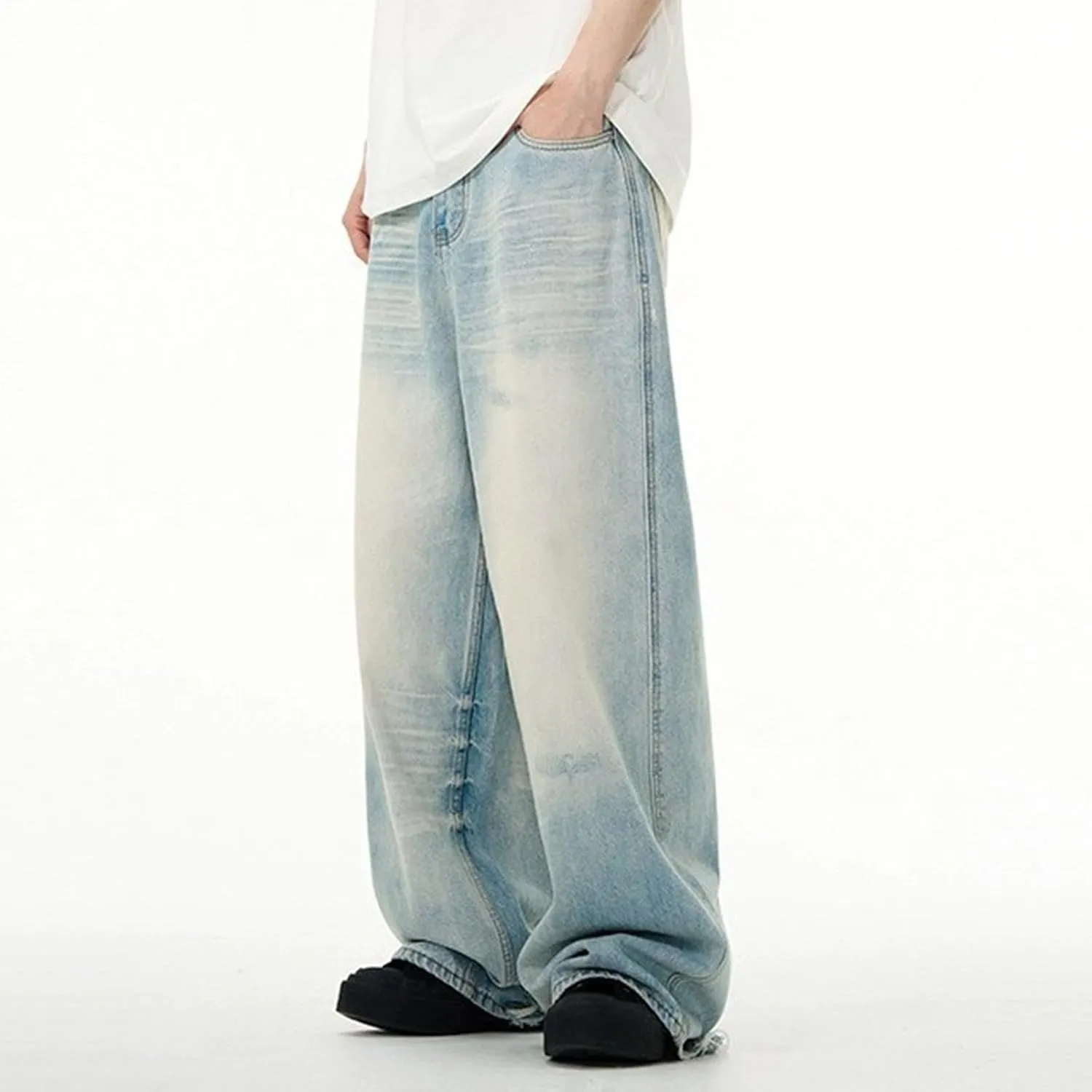 Men's Baggy Jeans Y2k Boyfriend Ripped Jeans Wide Leg Hip Hop Denim Pants Grunge Summer Baggy Cargo Pants