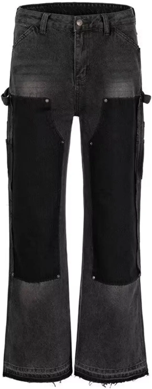 Men's Baggy Jeans Y2k Boyfriend Ripped Jeans Wide Leg Hip Hop Denim Pants Grunge Summer Baggy Cargo Pants