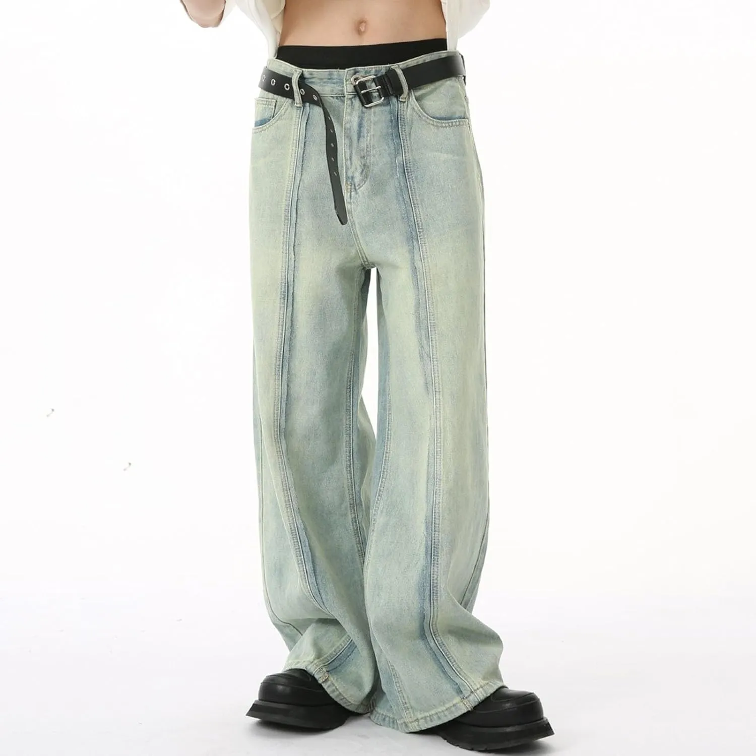 Men's Baggy Jeans Y2k Boyfriend Ripped Jeans Wide Leg Hip Hop Denim Pants Grunge Summer Baggy Cargo Pants