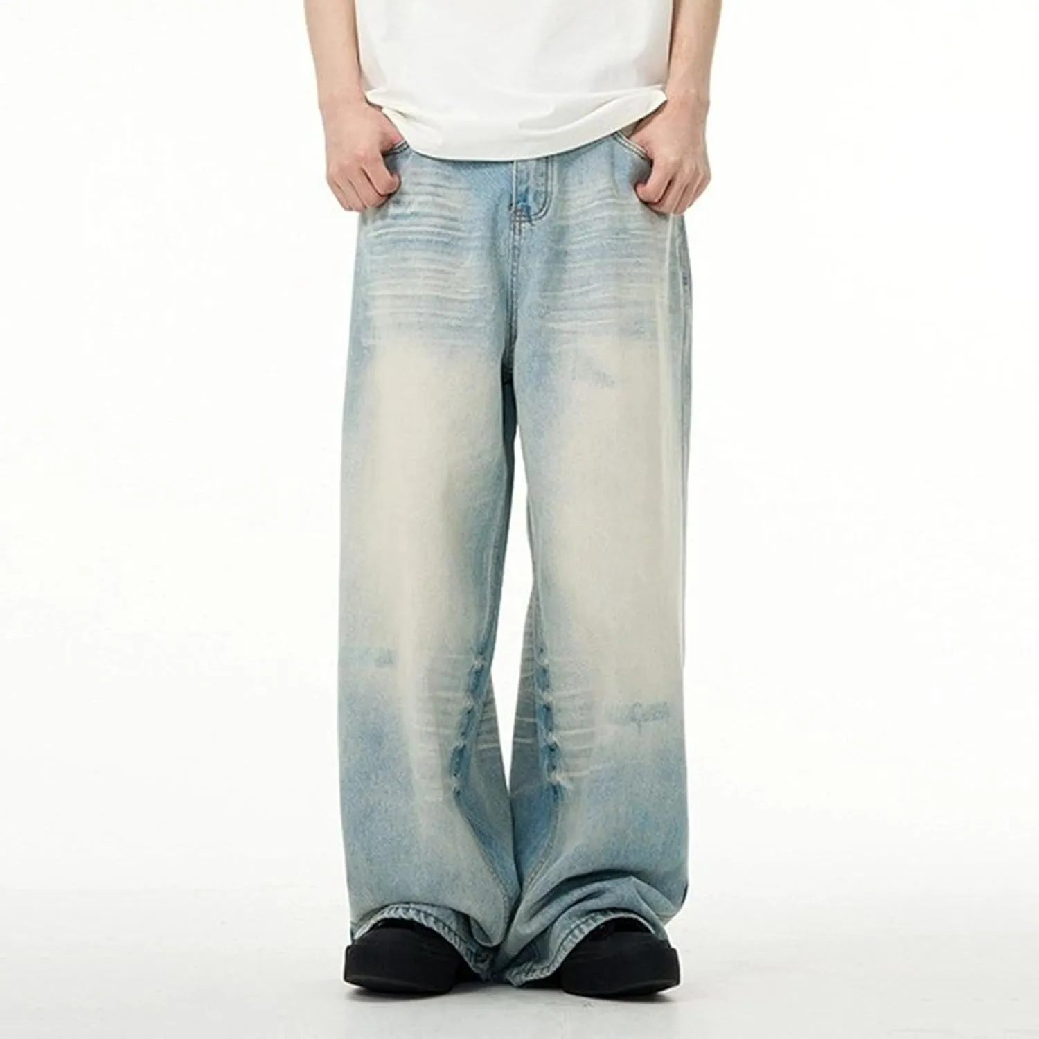 Men's Baggy Jeans Y2k Boyfriend Ripped Jeans Wide Leg Hip Hop Denim Pants Grunge Summer Baggy Cargo Pants