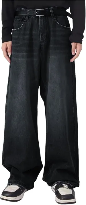 Men's Baggy Jeans Y2k Boyfriend Ripped Jeans Wide Leg Hip Hop Denim Pants Grunge Summer Baggy Cargo Pants