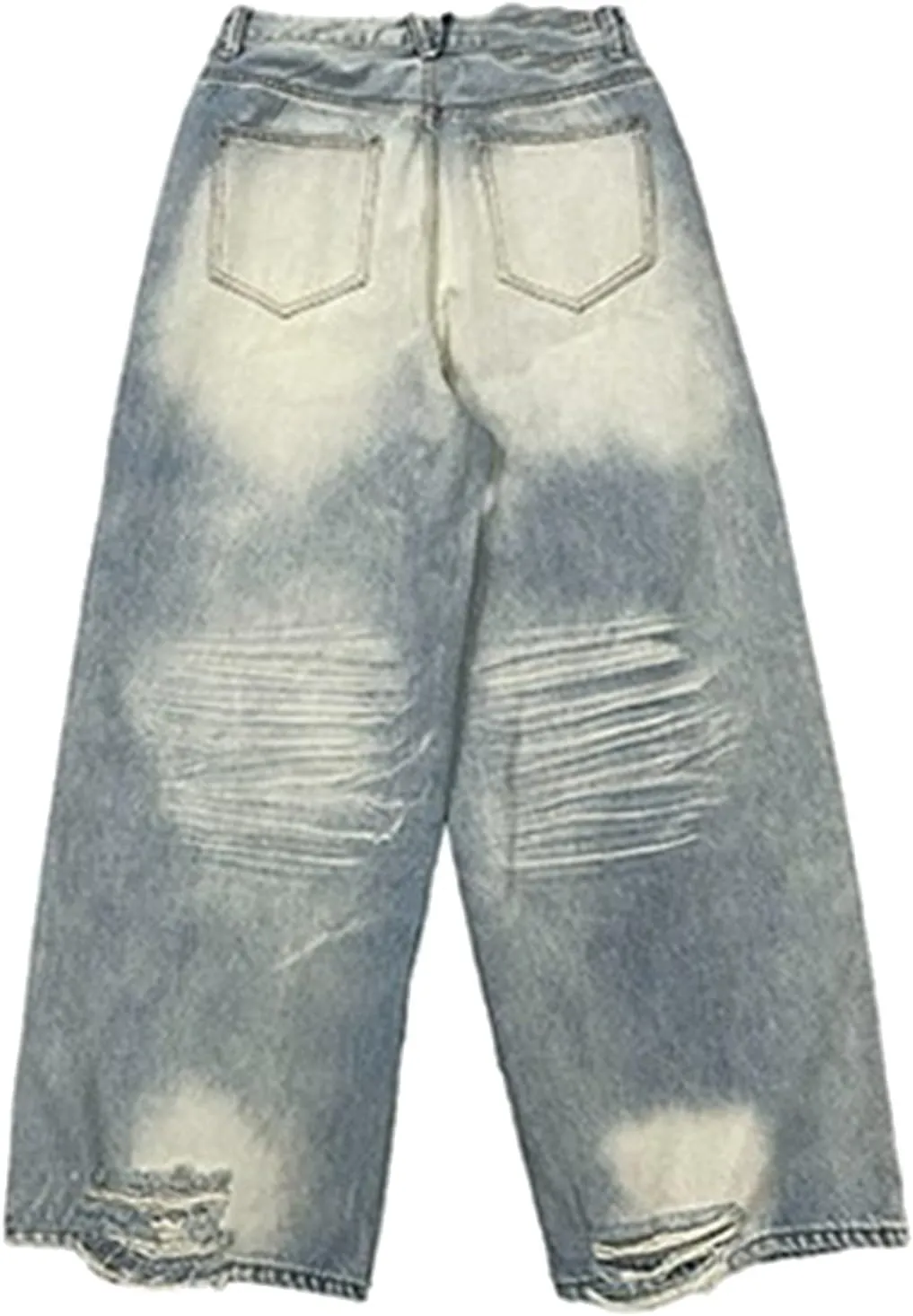 Men's Baggy Jeans Y2k Boyfriend Ripped Jeans Wide Leg Hip Hop Denim Pants Grunge Summer Baggy Cargo Pants