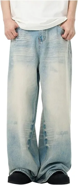 Men's Baggy Jeans Y2k Boyfriend Ripped Jeans Wide Leg Hip Hop Denim Pants Grunge Summer Baggy Cargo Pants