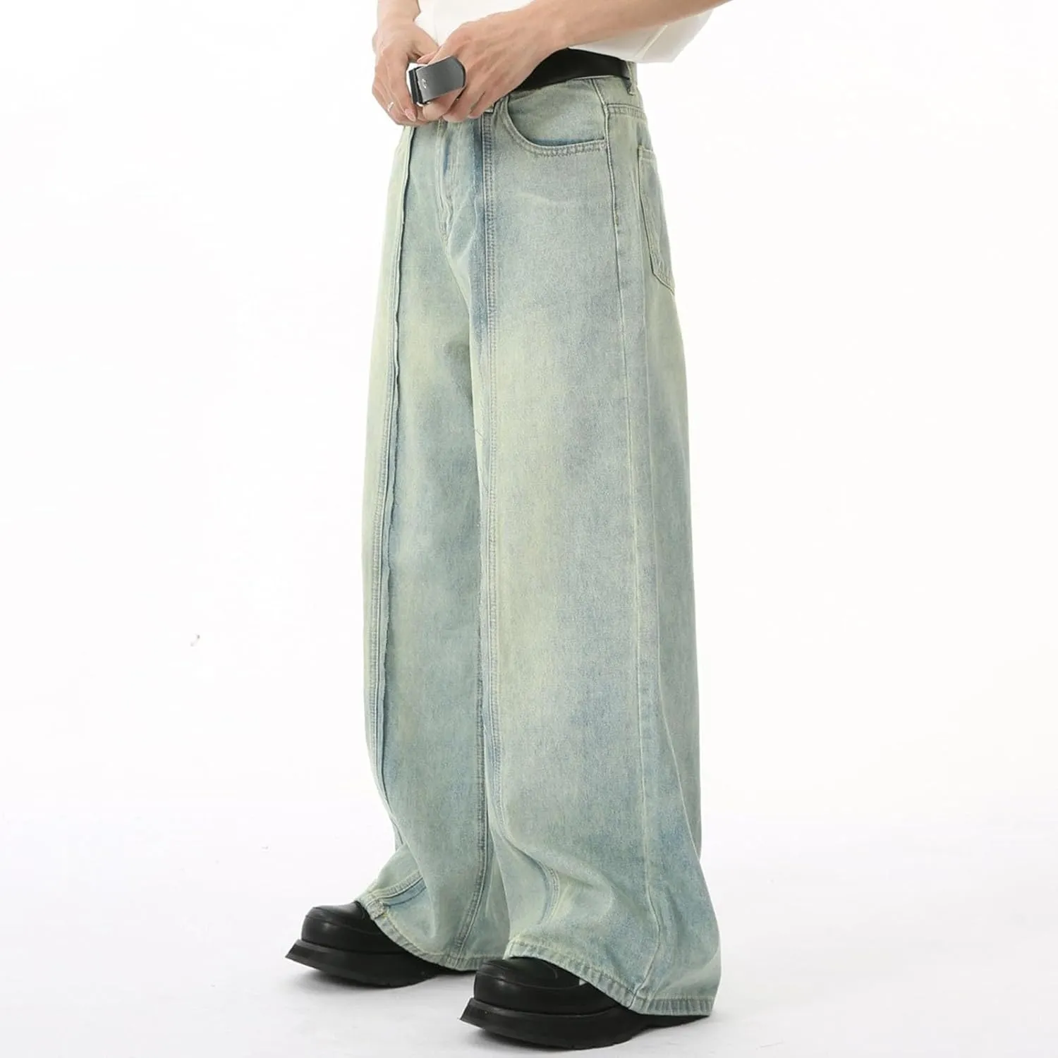 Men's Baggy Jeans Y2k Boyfriend Ripped Jeans Wide Leg Hip Hop Denim Pants Grunge Summer Baggy Cargo Pants