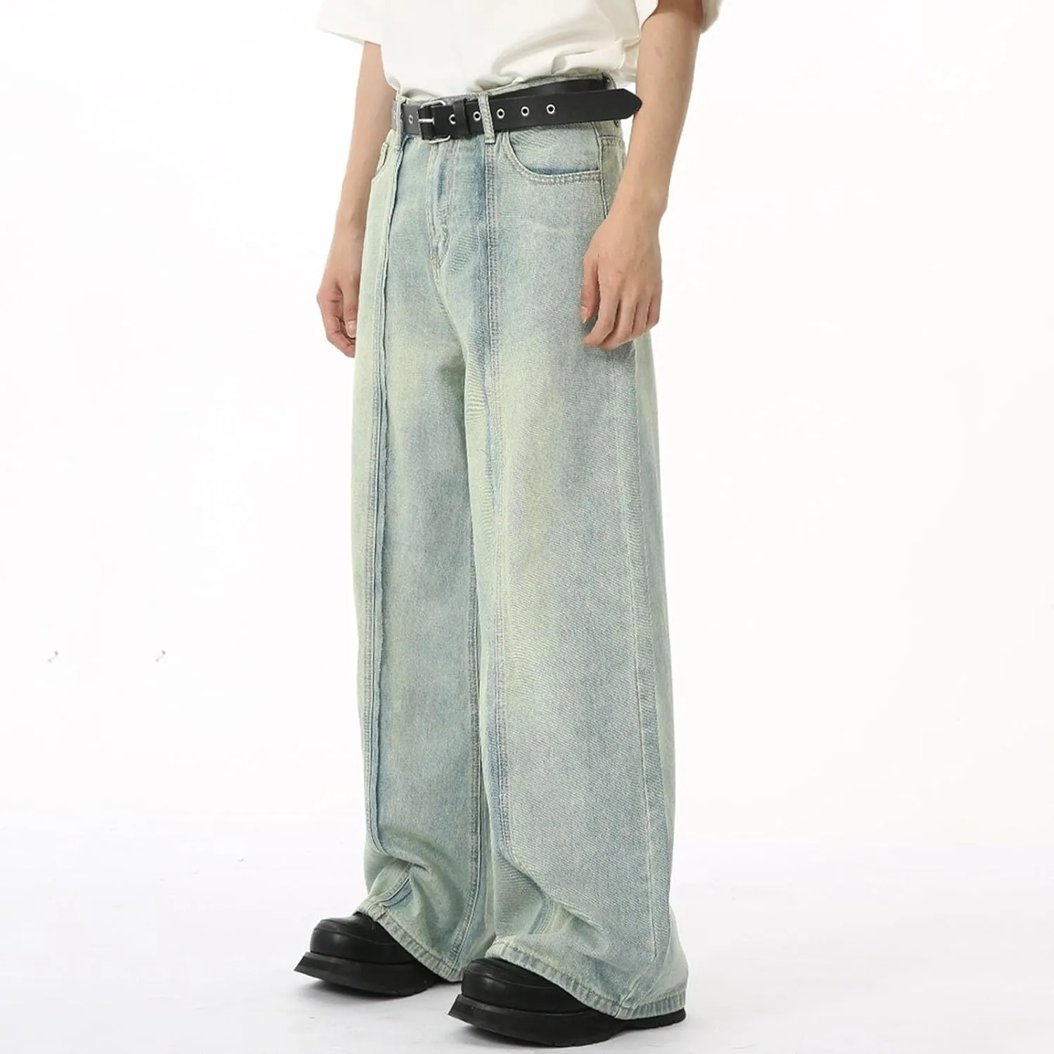 Men's Baggy Jeans Y2k Boyfriend Ripped Jeans Wide Leg Hip Hop Denim Pants Grunge Summer Baggy Cargo Pants