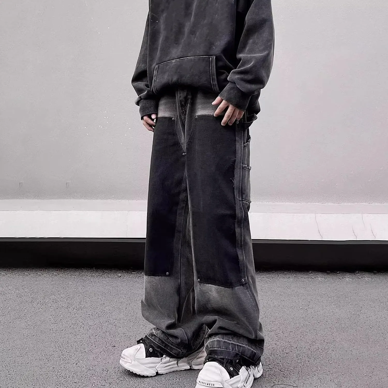 Men's Baggy Jeans Y2k Boyfriend Ripped Jeans Wide Leg Hip Hop Denim Pants Grunge Summer Baggy Cargo Pants