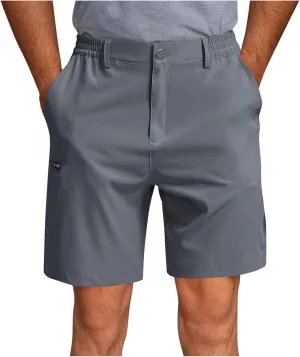 Mens Cargo Shorts with Zipper Pockets Quick Dry Elastic Athletic Running Gym Breathable Lightweight Outdoor Trunks