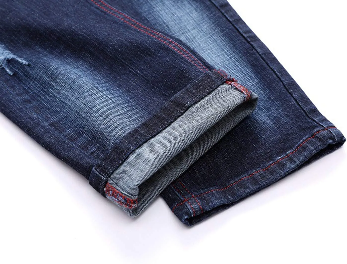 Men's Colorful Ripped Holes Straight Fit Jeans