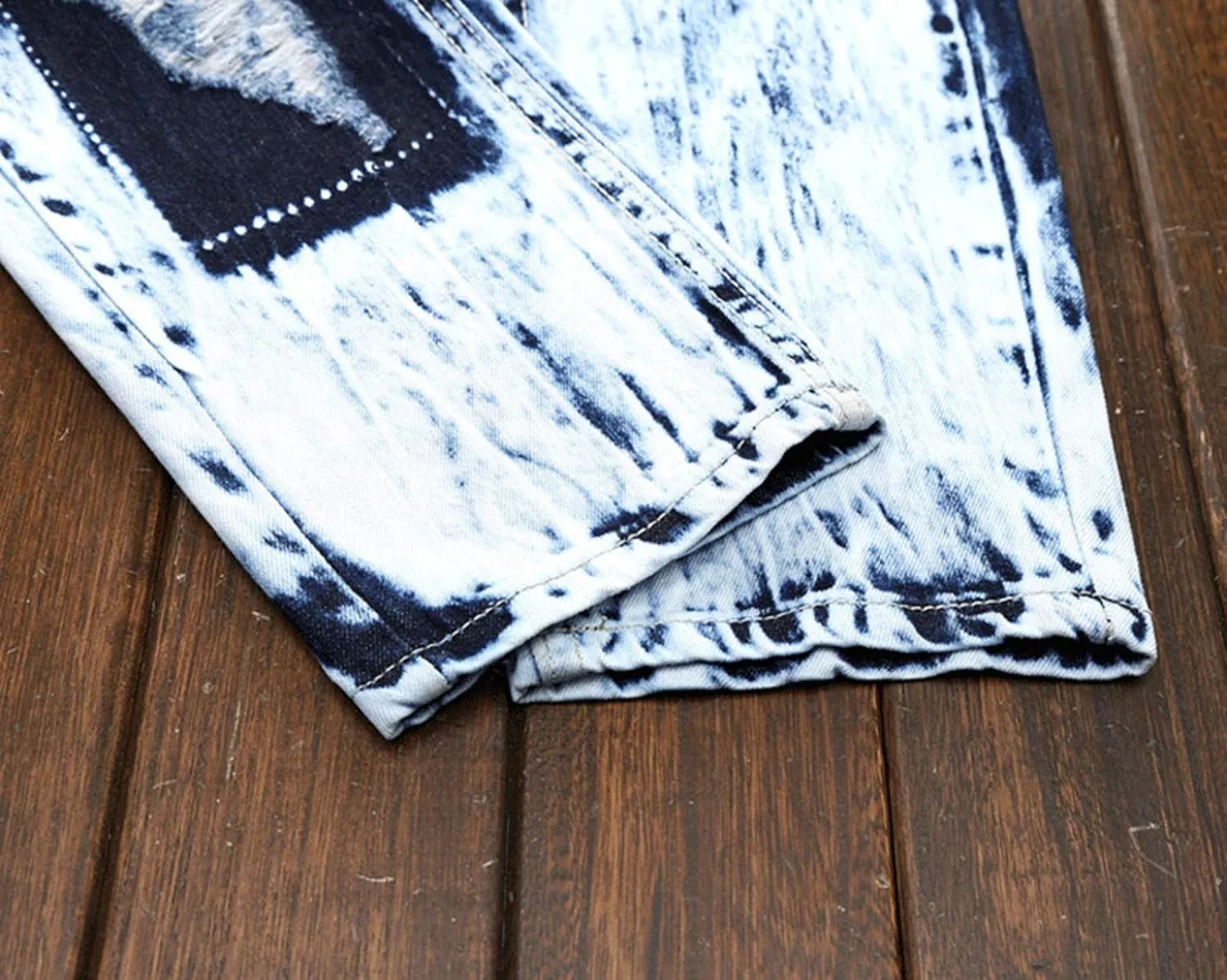 Men's Colorful Ripped Holes Straight Fit Jeans