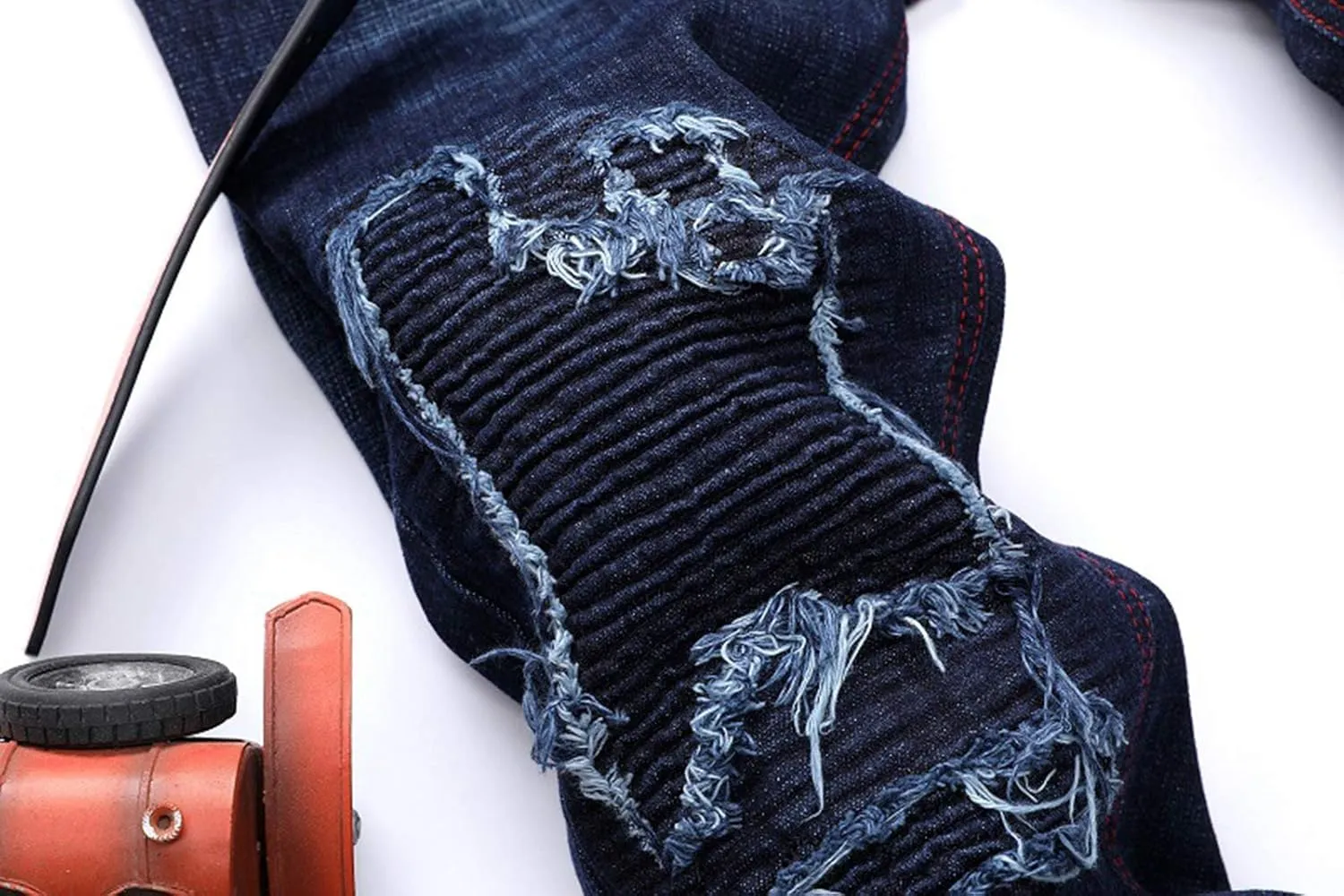 Men's Colorful Ripped Holes Straight Fit Jeans