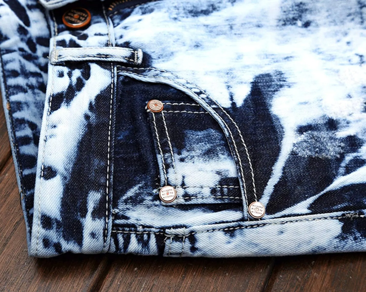 Men's Colorful Ripped Holes Straight Fit Jeans