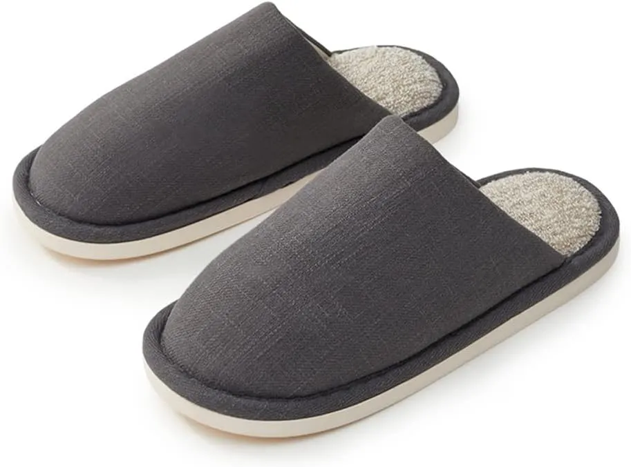 Men's Cotton and Linen Breathable Cotton Slippers Japanese-style Soft-soled Indoor Home Deodorant and Warm Winter