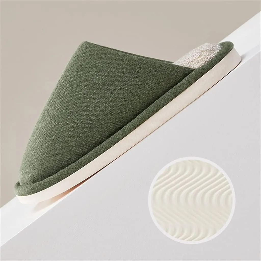 Men's Cotton and Linen Breathable Cotton Slippers Japanese-style Soft-soled Indoor Home Deodorant and Warm Winter