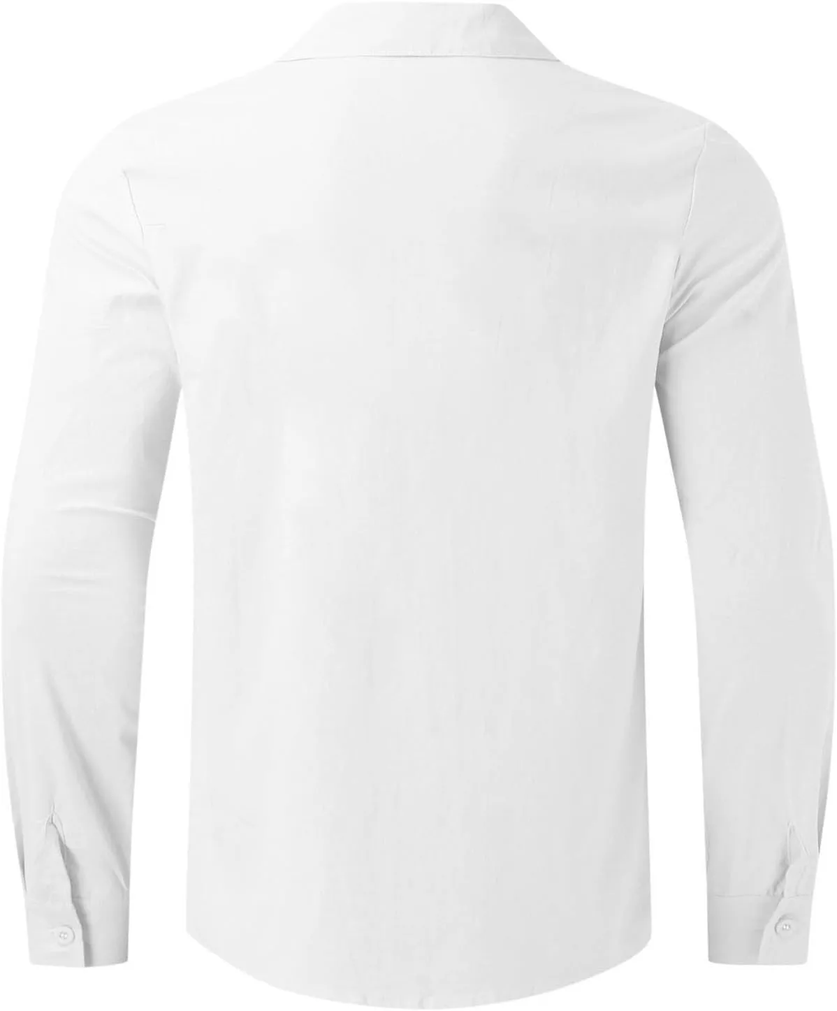 Mens Cotton Linen Long Sleeve Shirts Casual Lightweight Button Down T-shirts Summer Vacation Beach Tops Cuban Shirt