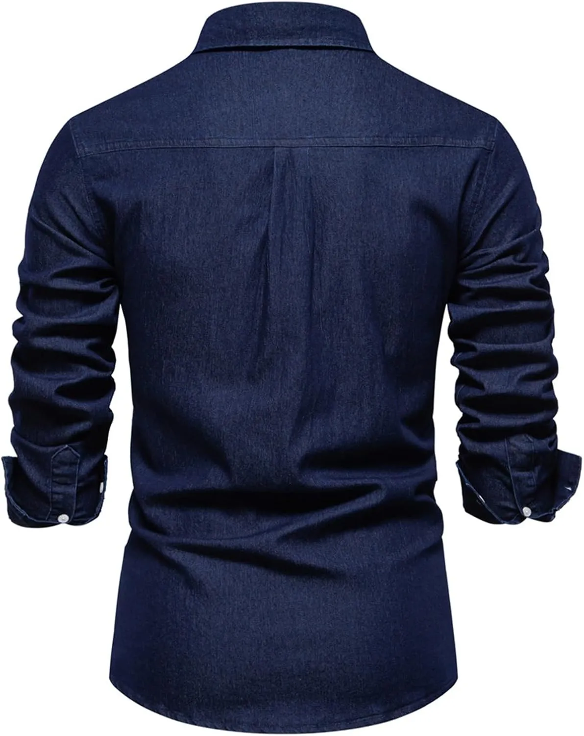 Men's Denim Shirt Long Sleeve Button Down Shirts with Pockets Regular Fit Lapel Jean Shirts Work Shirts for Men