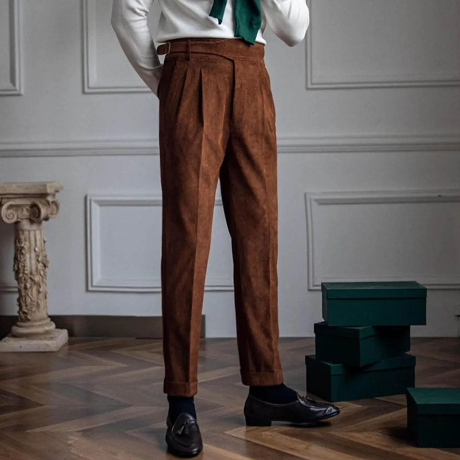 Mens Dress Pants Workday Classic Fit Suit Pants Casual Pleated Front Dress Pants Straight Fit Pants