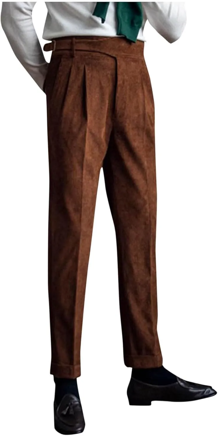 Mens Dress Pants Workday Classic Fit Suit Pants Casual Pleated Front Dress Pants Straight Fit Pants
