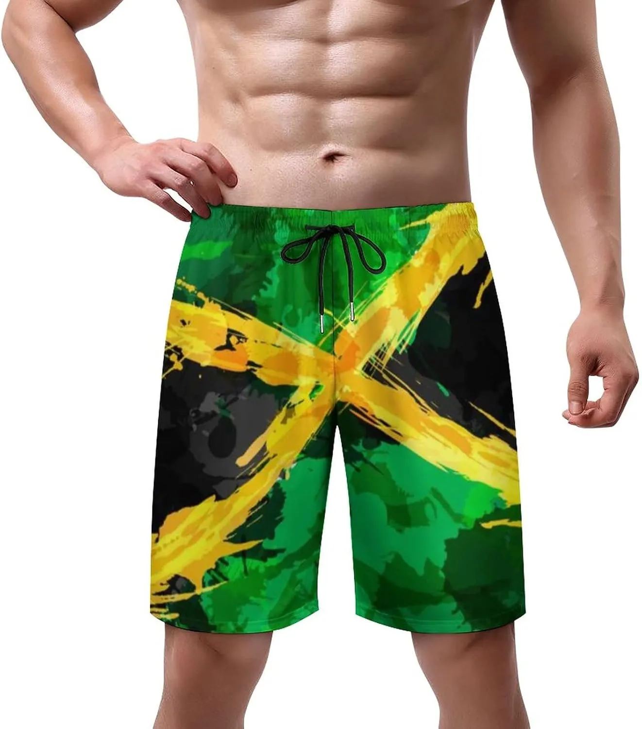 Mens Flag Swim Trunks Quick Dry Swim Beach Shorts with Mesh Lining XS-3XL