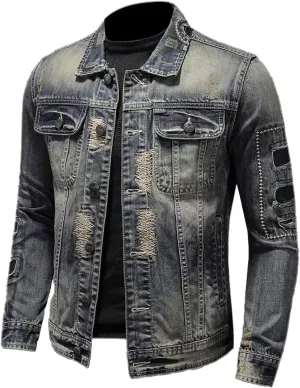 Mens Jackets Turtle Neck Denim Jackets Outerwear for Man Long Sleeve Work Western Winter Fall Jackets 2025