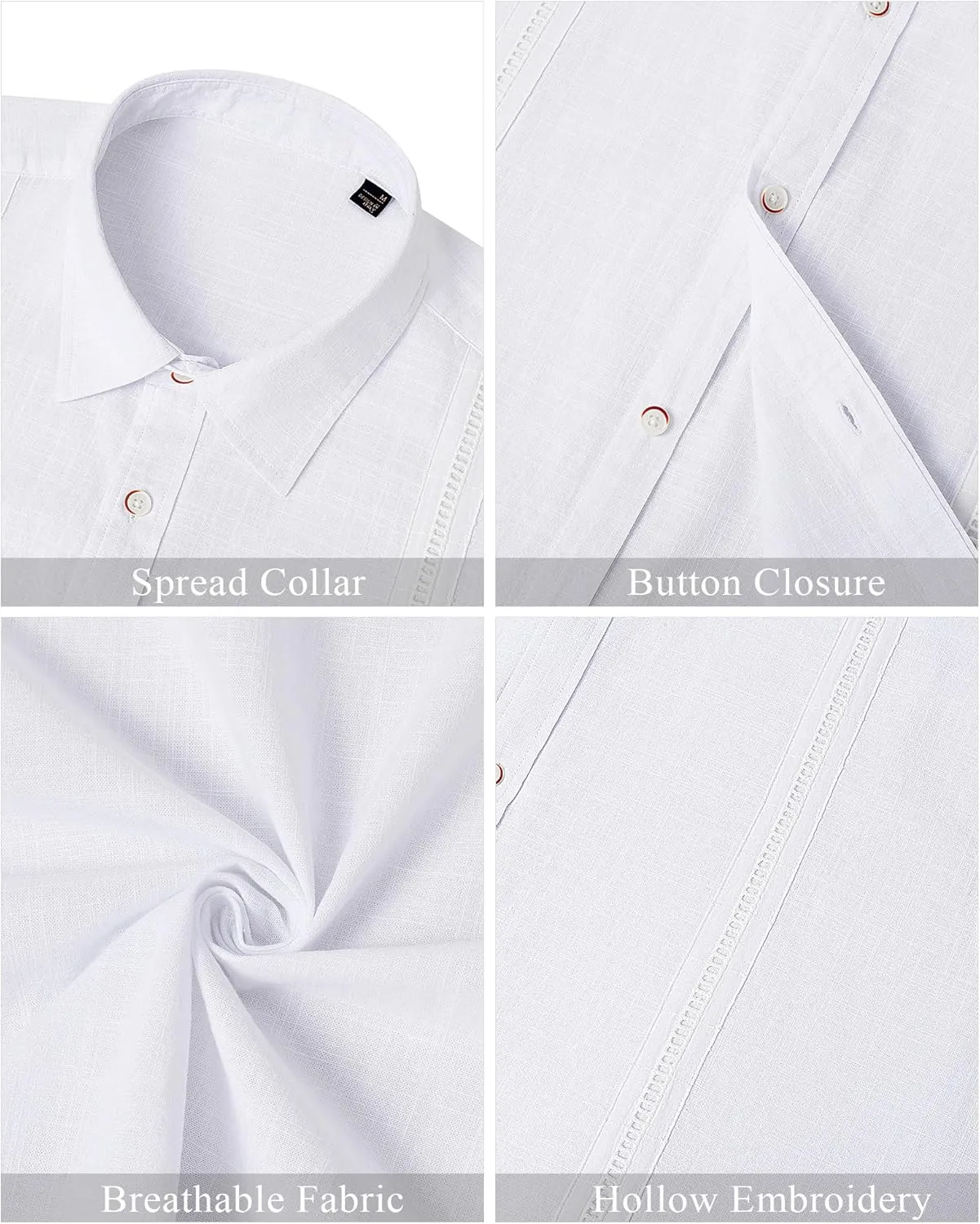 Mens Linen Shirts Short Sleeve Button Down Shirt Casual Cuban Guayabera Lightweight Summer Beach Solid Tops