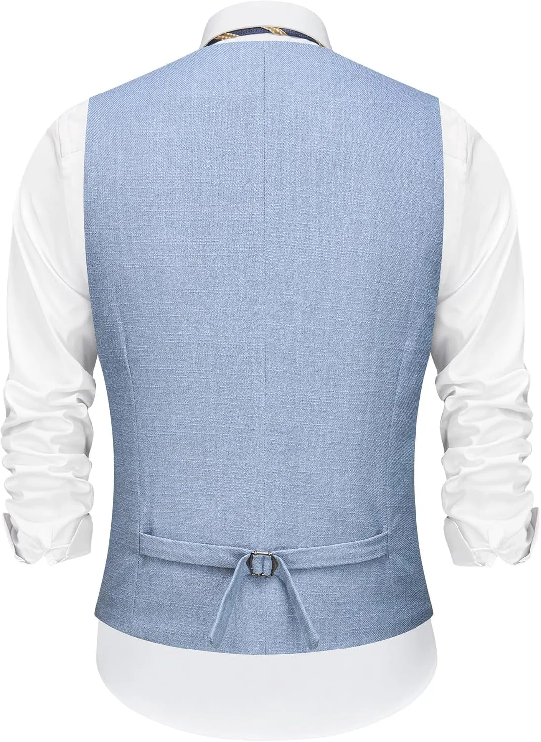 Men’s Linen Suit Slim Fit 2 Piece Lightweight Summer Suits Wedding Vest Pants Set with Pocket Square