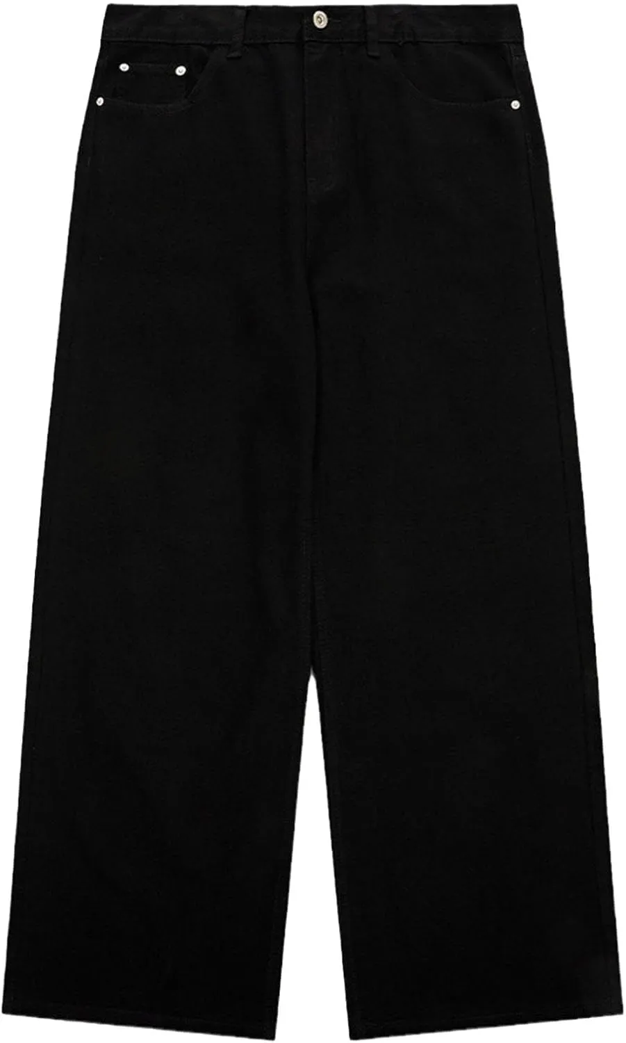 Men's Loose Hip Hop Jeans Straight Retro Relaxed Fit Denim Pants Classic Vintage Plain Washed Baggy Jean