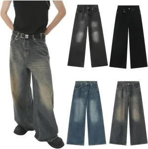 Men's Loose Wide Leg Jeans, Men Baggy Relaxed Fit Retro Jeans Y2K Hip Hop Casual Harajuku Denim Pants Vintage Streetwear