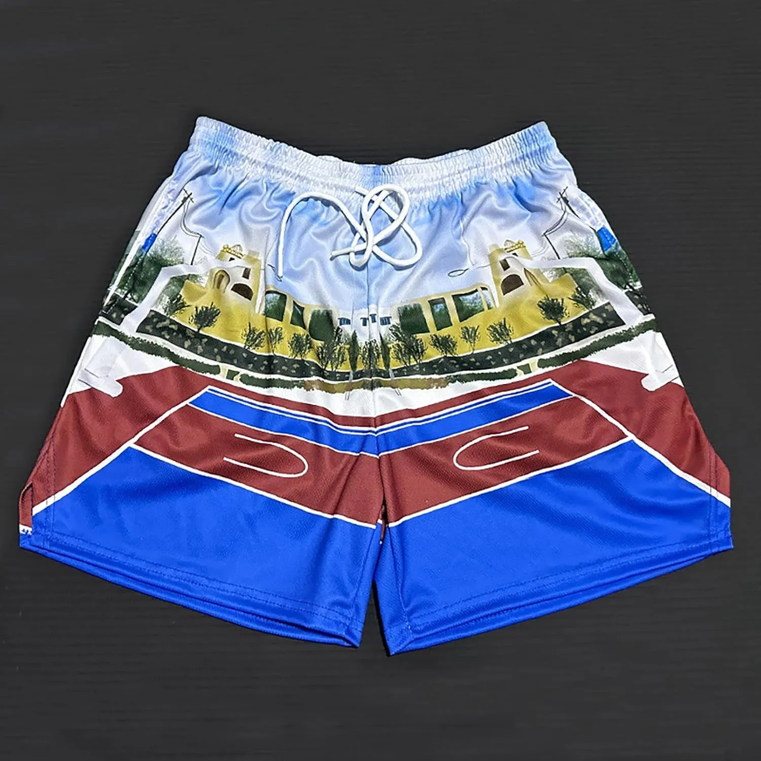 Mens Mesh Graphic Print Athletic Running Shorts Lightweight Quick-Dry Shorts for Basketball Gym Workout