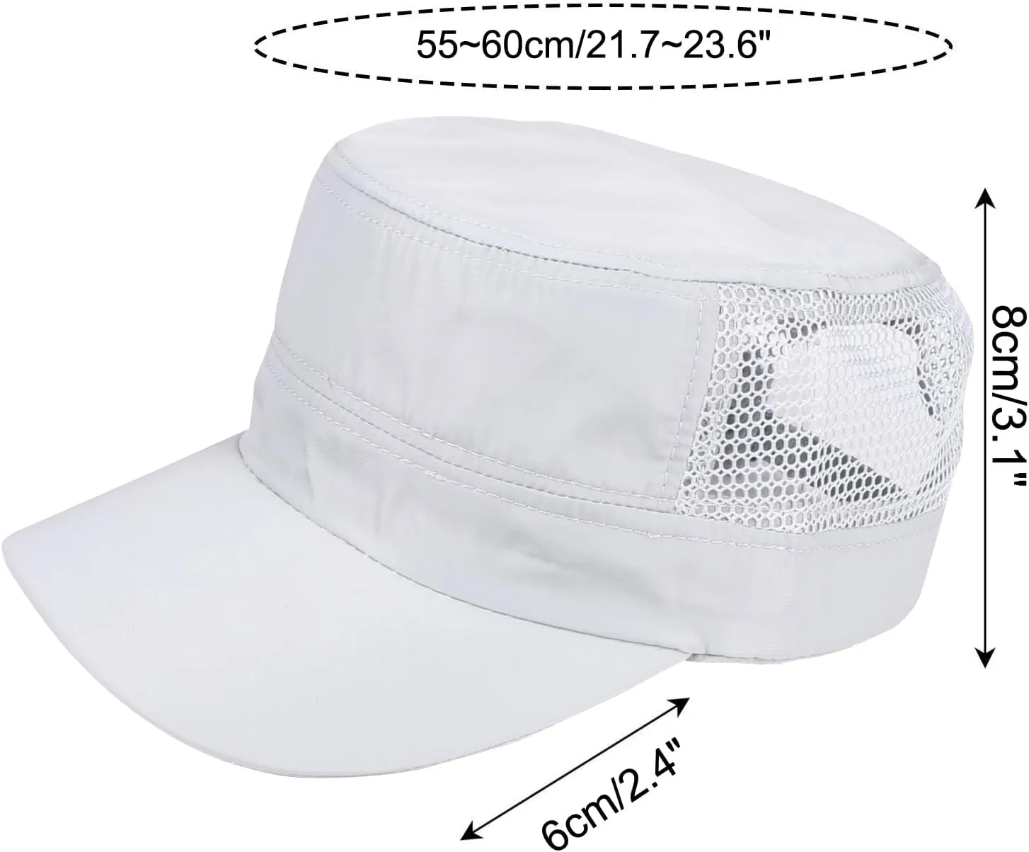 Men's Mesh Military Cadet Hat Army Flat Top Quick Dry Lightweight Adjustable Summer Cap