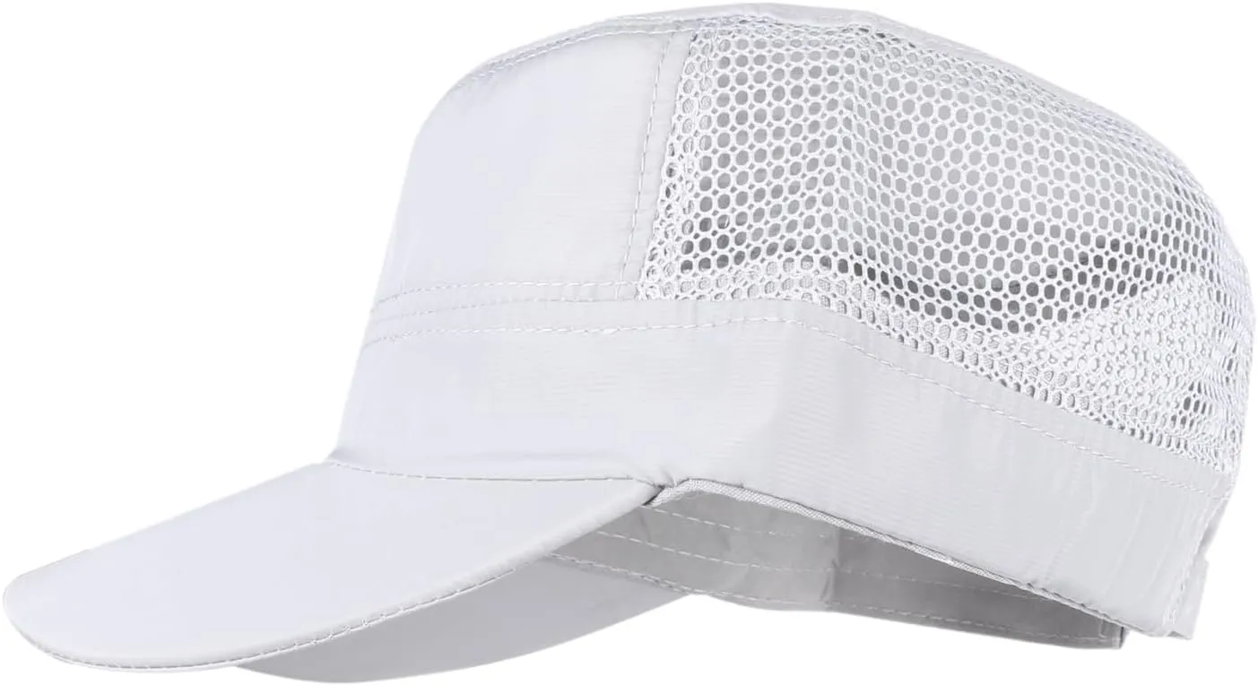 Men's Mesh Military Cadet Hat Army Flat Top Quick Dry Lightweight Adjustable Summer Cap