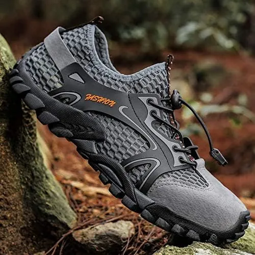 Mens Quick Dry Water Shoes, Mesh Hiking Trekking Outdoor Aqua Footwear, Camping, River Creek, Rainforest Hike,Beach