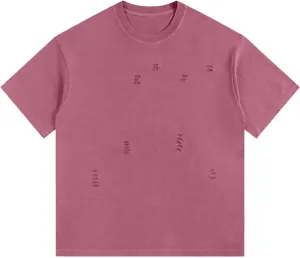 Mens Ripped T-Shirt Casual Fashion Vintage Short Sleeve Crew Neck Tees Tops Summer Solid Streetwear Oversized Tees
