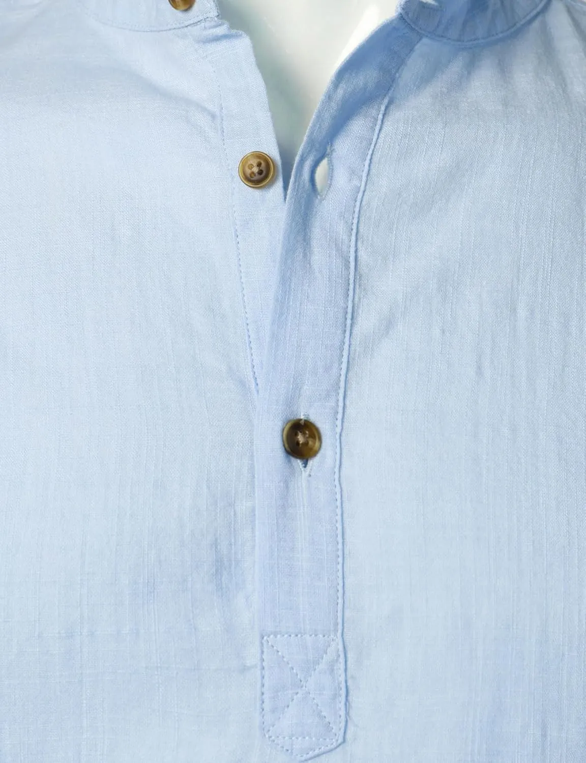 Men's Summer Lightweight Cotton Linen Shirts Casual Short Sleeve Breathable Banded Collar Henley for Beach Vacation