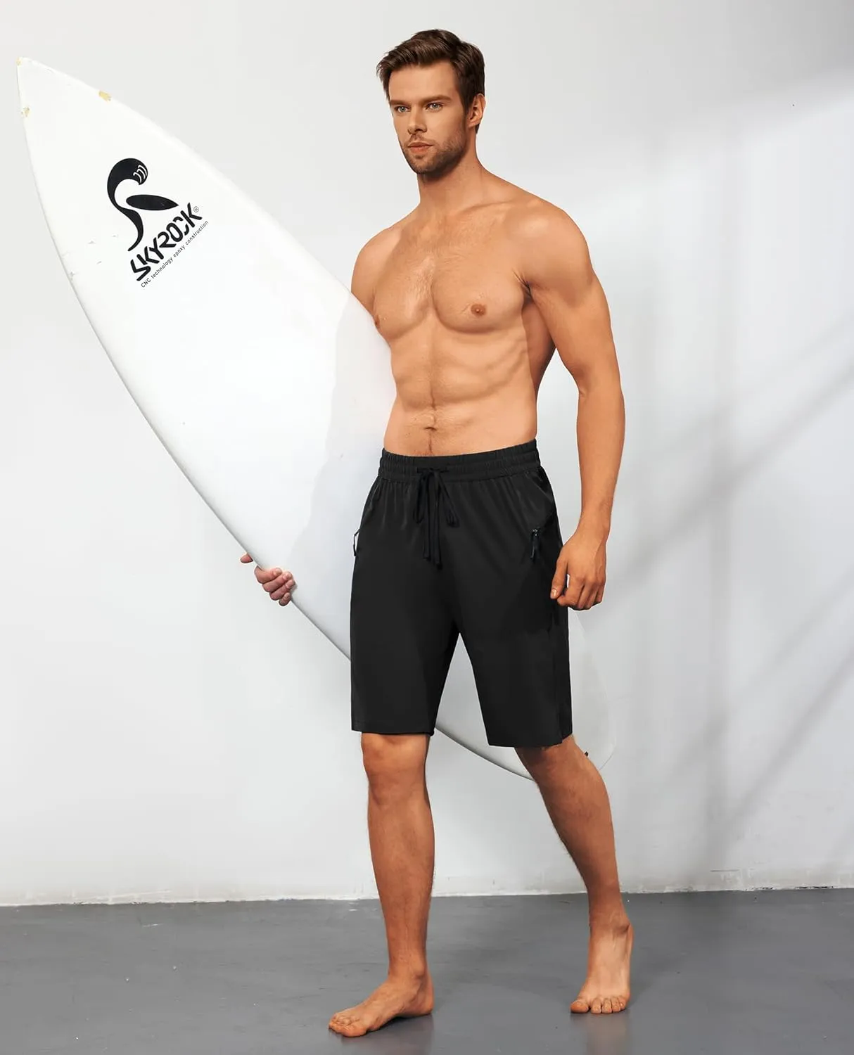 Men's Swim Trunks Quick Dry Beach Shorts with Zipper Pockets, UPF 50 , Swimming, Surfing, Outdoor - No Mesh Liner