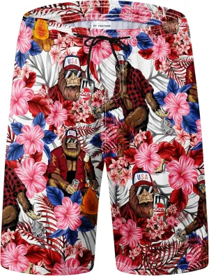 Mens Swim Trunks Quick Dry Board Shorts with Mesh Lining, Breathable Surf Beach Shorts Swimwear Bathing Suits