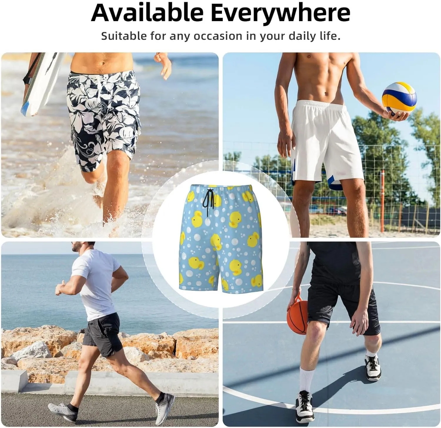 Mens Swim Trunks Quick Dry Swim Shorts with Mesh Lining Breathable Men's Beach Pants Swimwear Bathing Suits