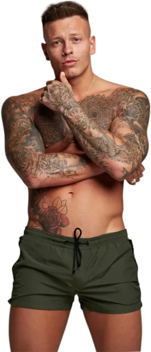 Mens Swim Trunks Quick Dry Swimwear Zipper Pockets, Swim Shorts with Mesh Lining