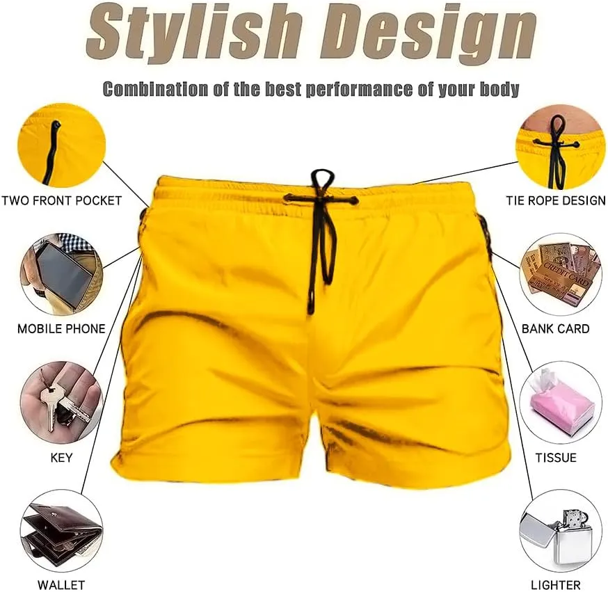 Mens Swim Trunks Quick Dry Swimwear Zipper Pockets, Swim Shorts with Mesh Lining