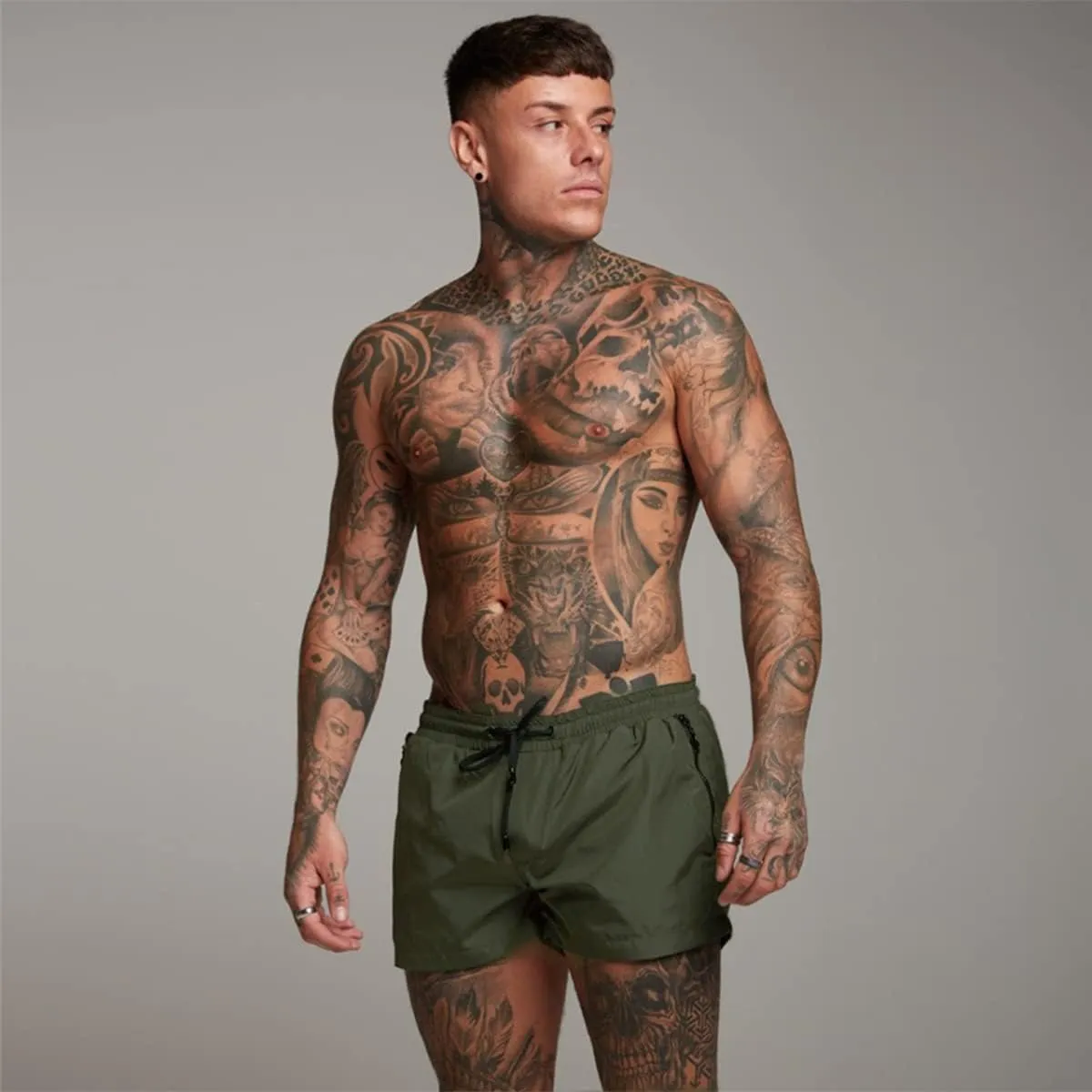 Mens Swim Trunks Quick Dry Swimwear Zipper Pockets, Swim Shorts with Mesh Lining