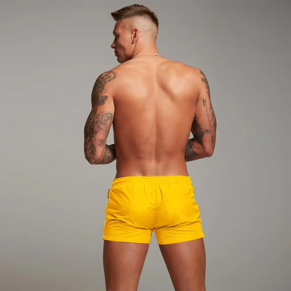 Mens Swim Trunks Quick Dry Swimwear Zipper Pockets, Swim Shorts with Mesh Lining
