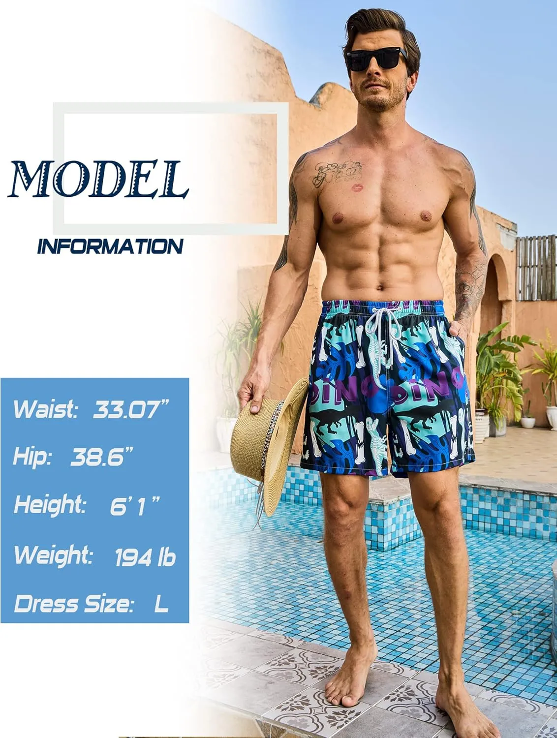 Mens Swim Trunks with Compression Liner Bathing Suits 2 Pack Quick Dry Stretch Beach Shorts 7 inch Inseam Swimwear