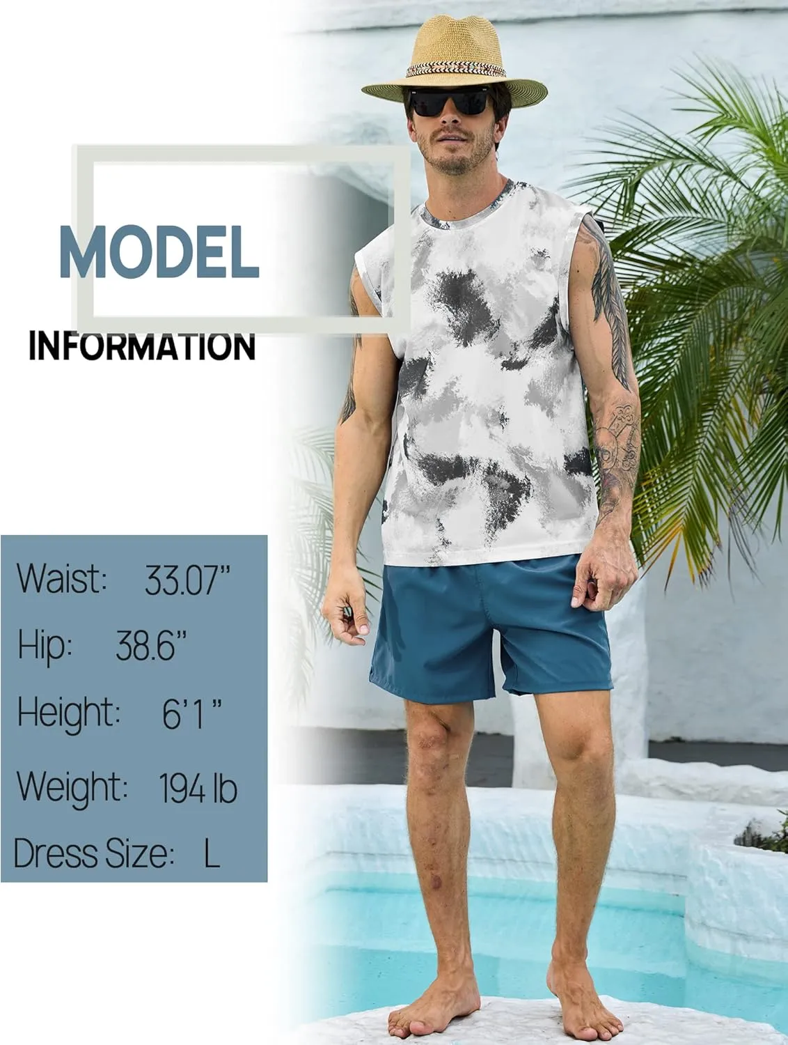 Mens Swim Trunks with Compression Liner Bathing Suits 2 Pack Quick Dry Stretch Beach Shorts 7 inch Inseam Swimwear