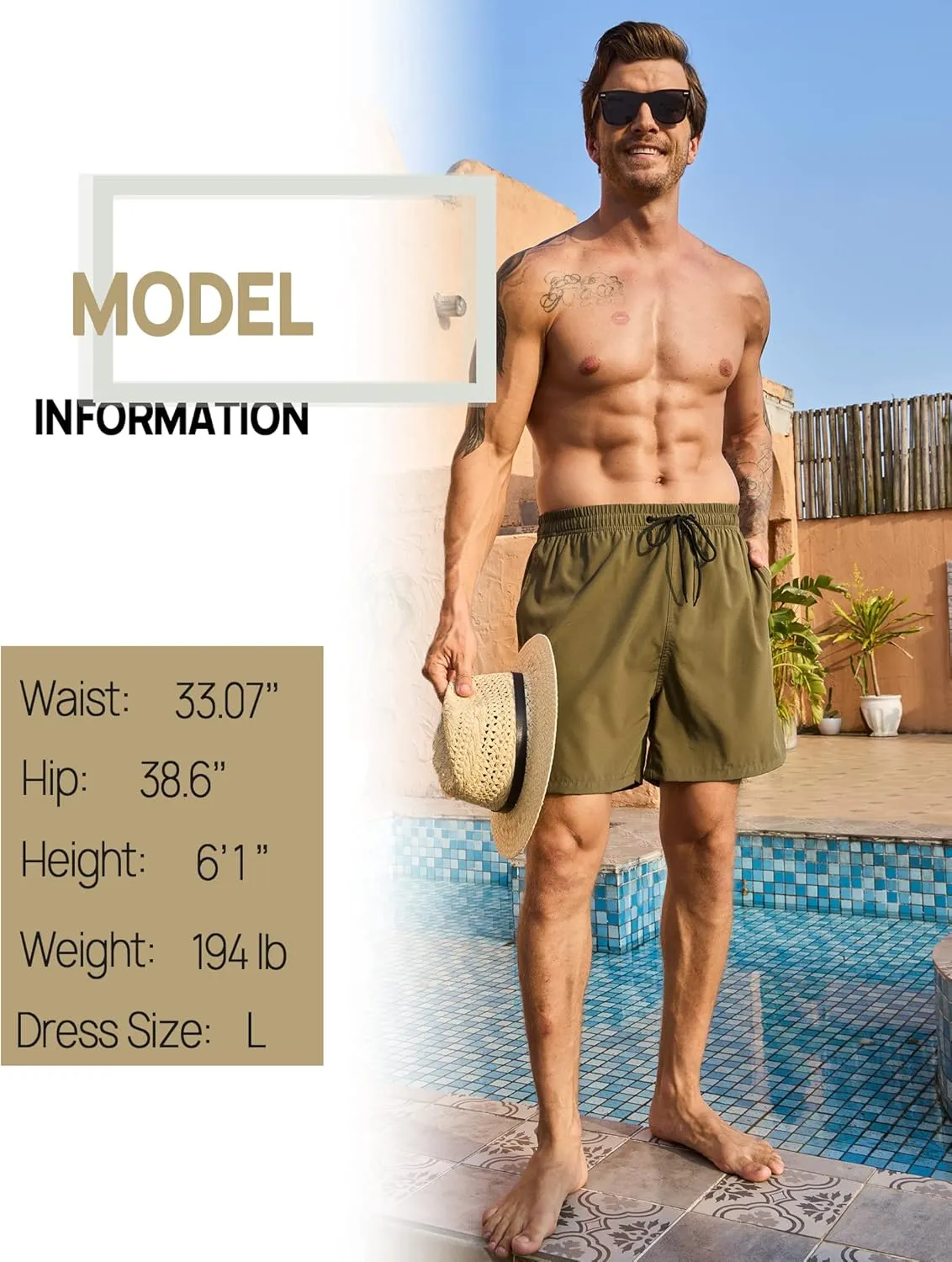 Mens Swim Trunks with Compression Liner Bathing Suits 2 Pack Quick Dry Stretch Beach Shorts 7 inch Inseam Swimwear