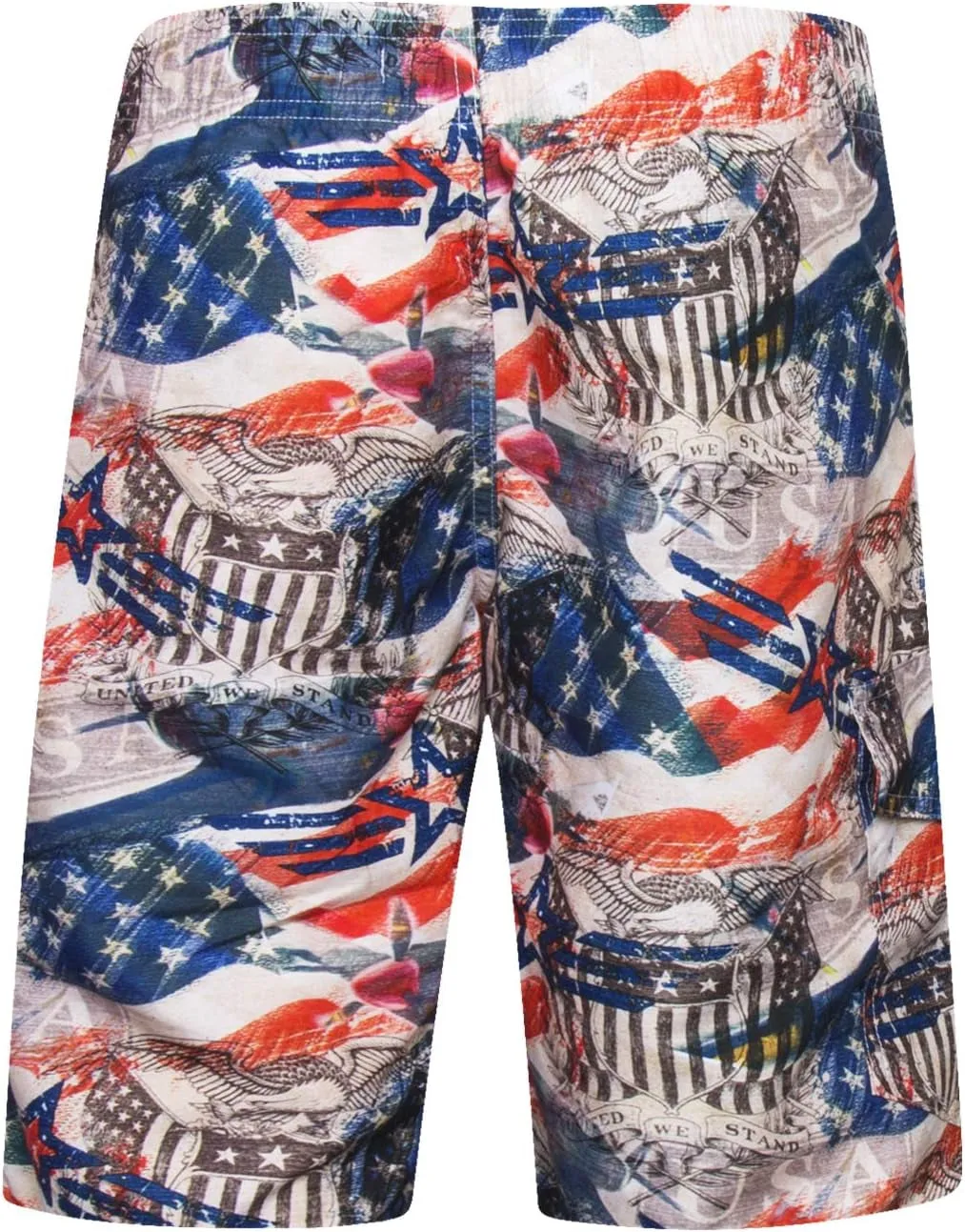 Mens Swim Trunks with Pockets Swim Shorts Quick Dry 4-Way Stretch Material Mesh Lining Water Repellent Beach Swimwear(Ehs22)-2Xl Flag