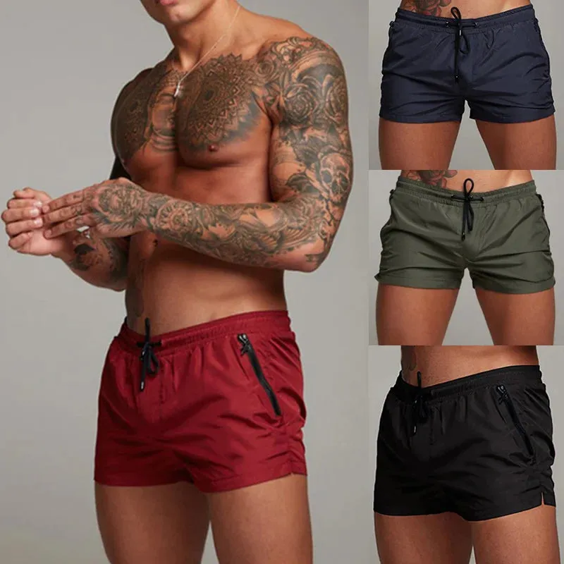 Mens Swim Trunks with Zipper Pockets Mesh Liner