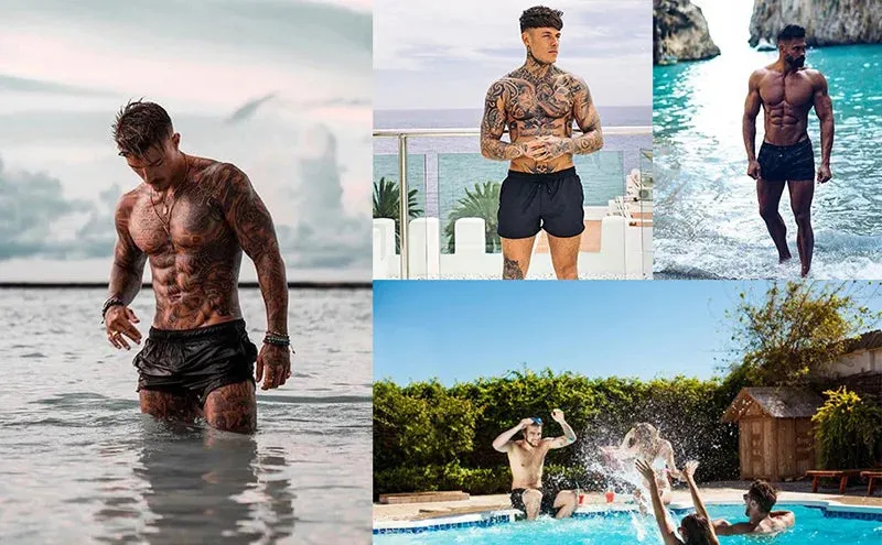 Mens Swim Trunks with Zipper Pockets Mesh Liner