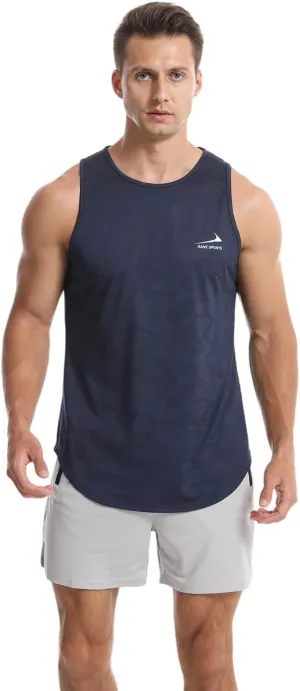 Men's Tank Tops Quick Dry Workout Top Mesh Running Sleeveless Shirts for Bodybuilding Gym Fitness Training