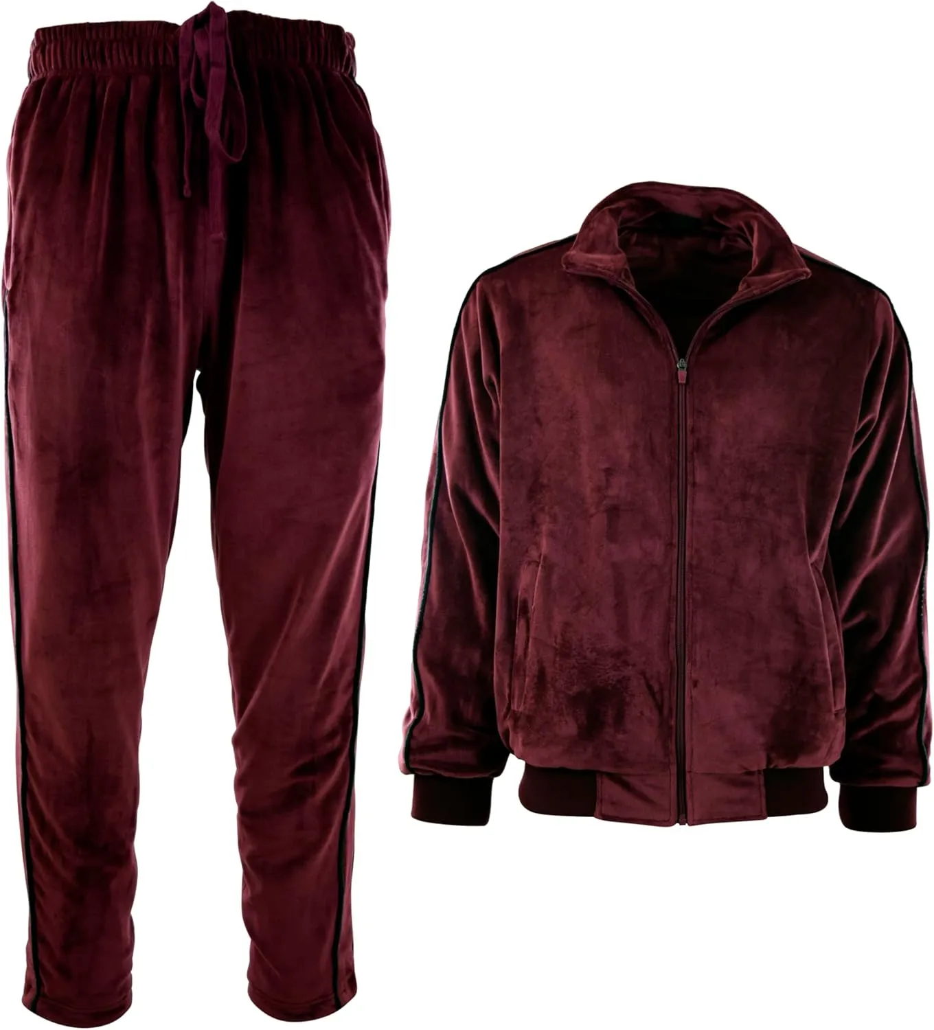 Mens Velour Set with Zippered Pockets and Velour Lining