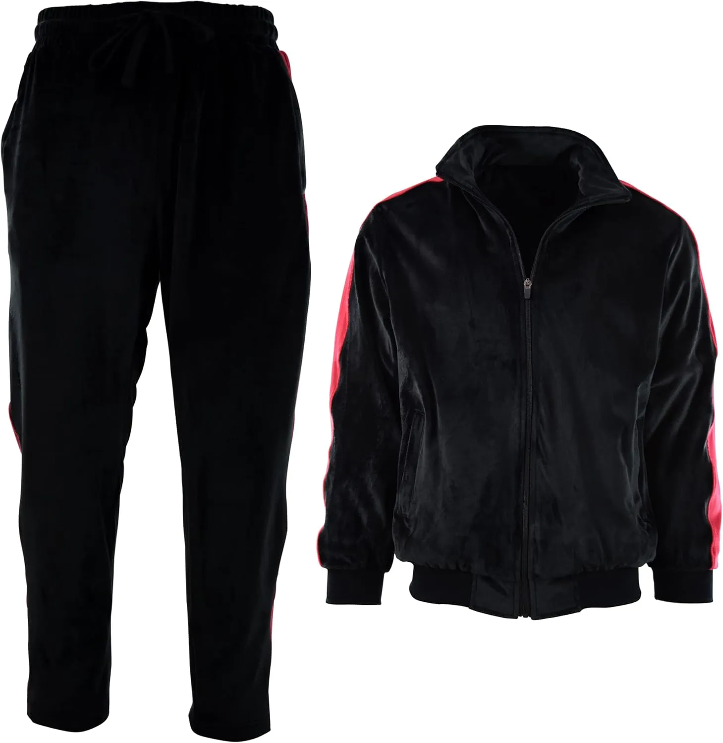 Mens Velour Set with Zippered Pockets and Velour Lining